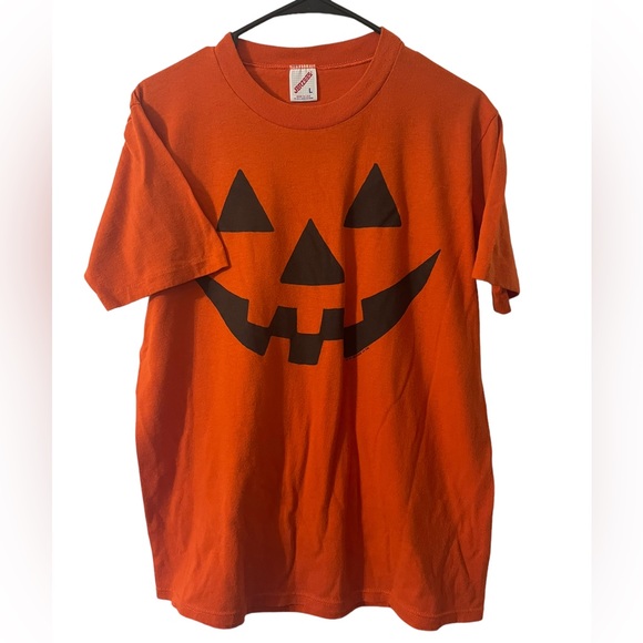 Jerzees Other - Vintage Jerzees Halloween T-Shirt Single Stitch Jack- O Lantern Orange Sz Large